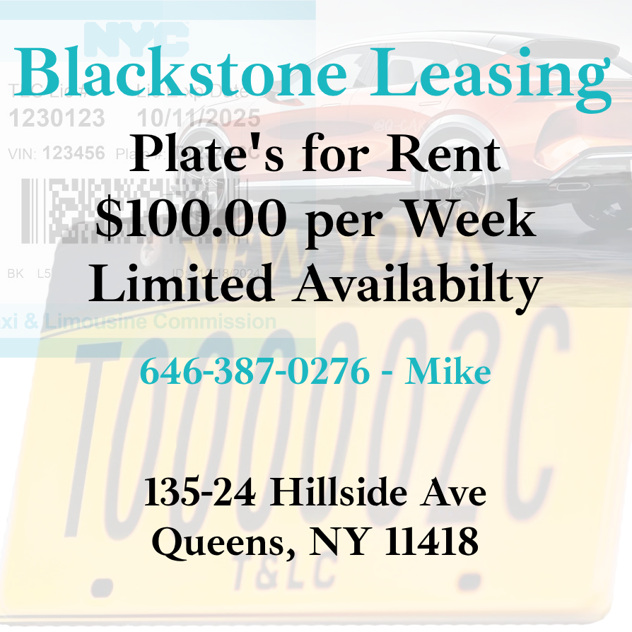 TLC Car Market - Plates for Rent - An Easy Way to Drive Today Call Soon 6463870276